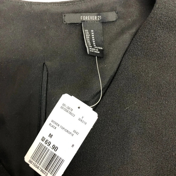 Forever 21 black v-neck crop top m - Picture 4 of 6